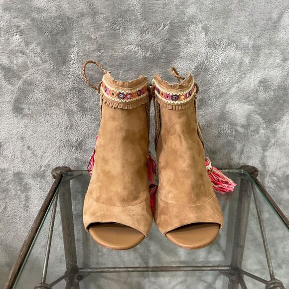 Sam Edelman Artie 2 Suede leather Open Toe Heeled Booties With Tassels. Size 8. - Picture 2 of 11